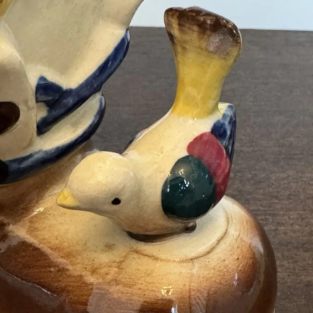 VTG Ceramic Planter Old Shoe Boot House Bird Japan Art Pottery Kitschy Decor
